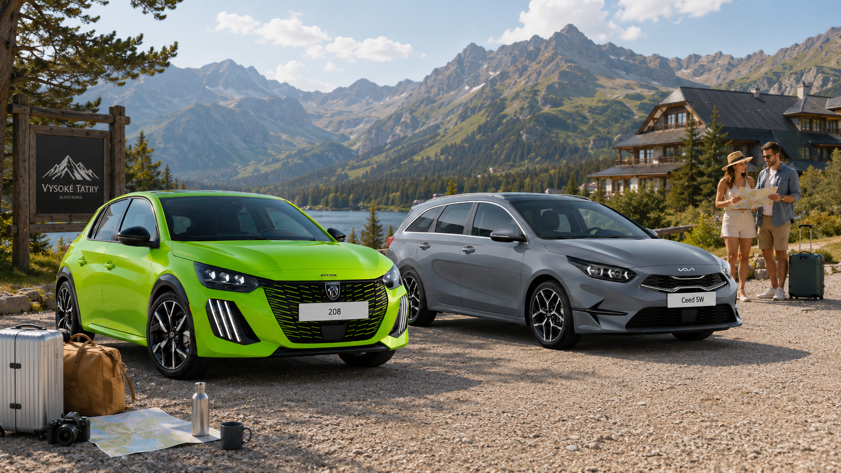 Peugeot 208 a Kia ceed na dovolenke v tatrách slovensko
